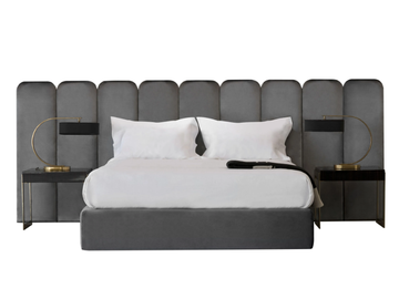 VIRGILIO - Fabric king size bed with upholstered headboard by DOM Edizioni - view 2